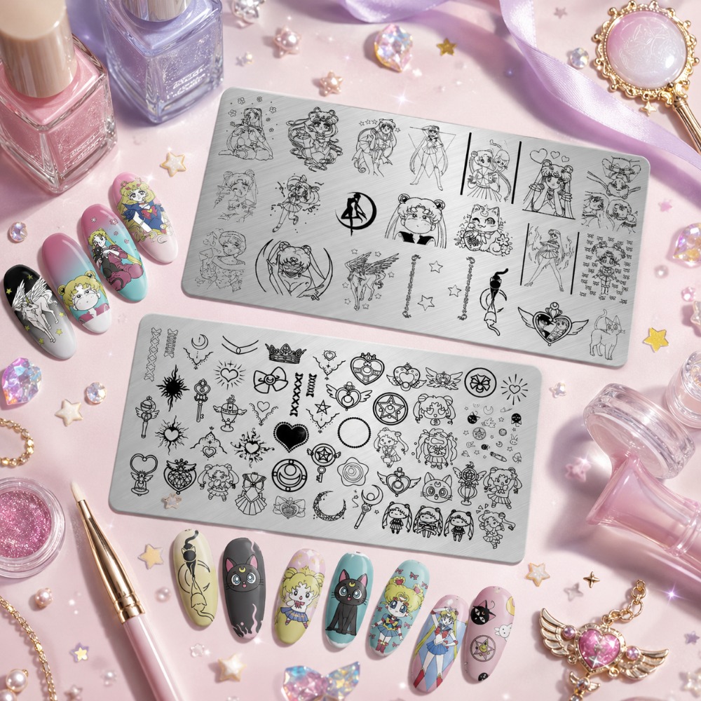 Nail Art Stamping Kit - Sailor Moon Anime Tırnak Damgalama Plakası,