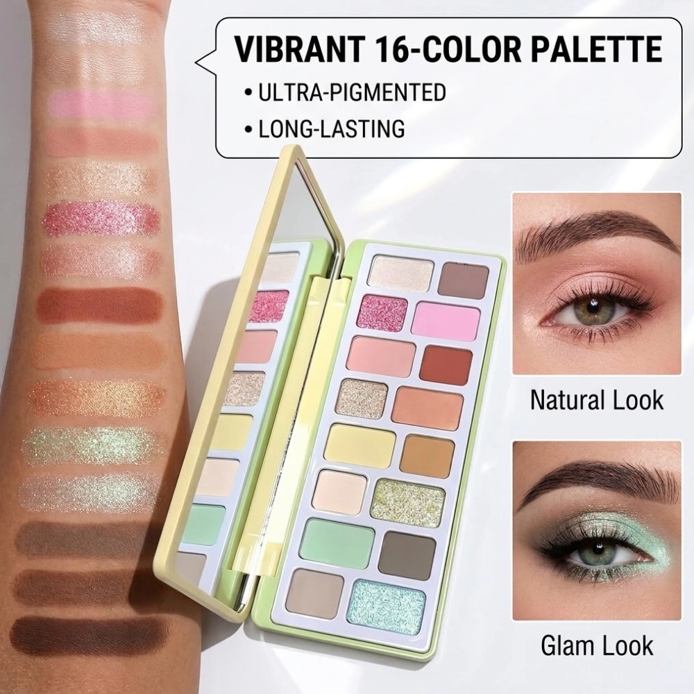 Eyeshadow Glitter Pigment - 16 Renkli Göz Farı Simli Bukalemun
