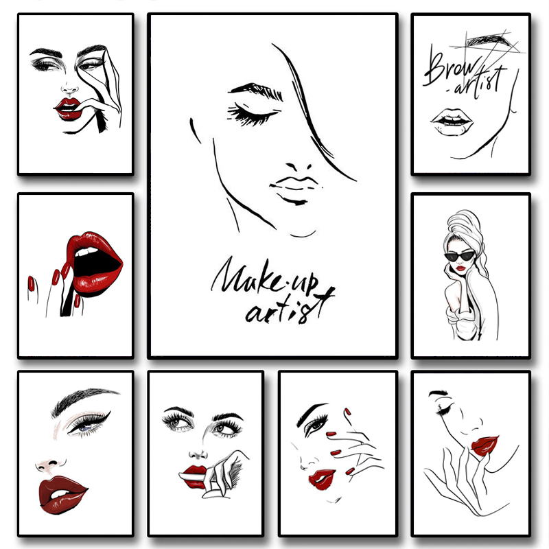 Beauty Makeup Pic - 1 adet (Çerçevesiz) Moda Makyaj Posteri