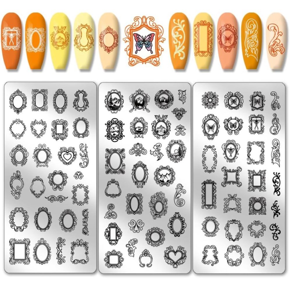 Nail Art Stamping Kit - 3 adet Vintage Resim Çerçevesi Tırnak