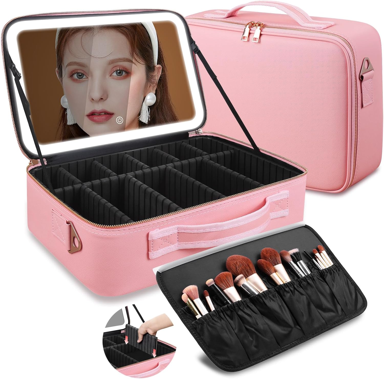Beauty Bag Makeup - Büyük Kapasiteli Makyaj Çantası 15''X11'' LED