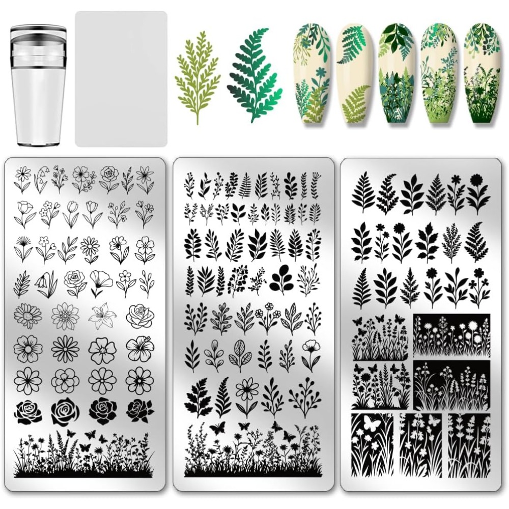 3 adet Çiçek Yaprak Tırnak Bas - Nail Art Stamping Kit incelemesi ve fiyatı