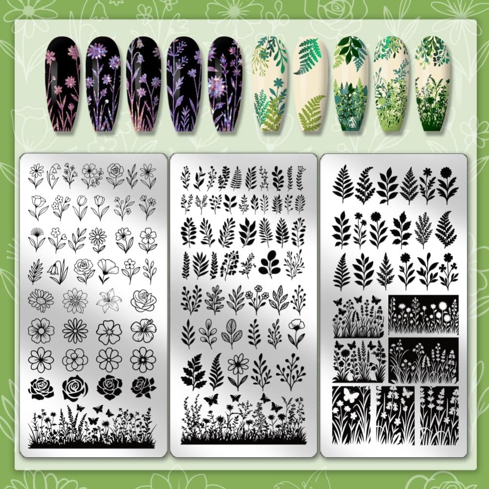 3 adet Çiçek Yaprak Tırnak Bas - Nail Art Stamping Kit incelemesi ve fiyatı