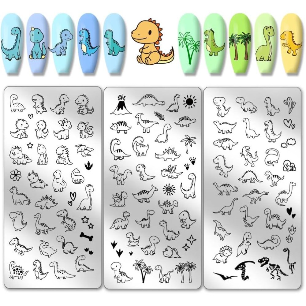 3 adet Dinozor Tırnak Baskı Pl - Nail Art Stamping Kit incelemesi ve fiyatı