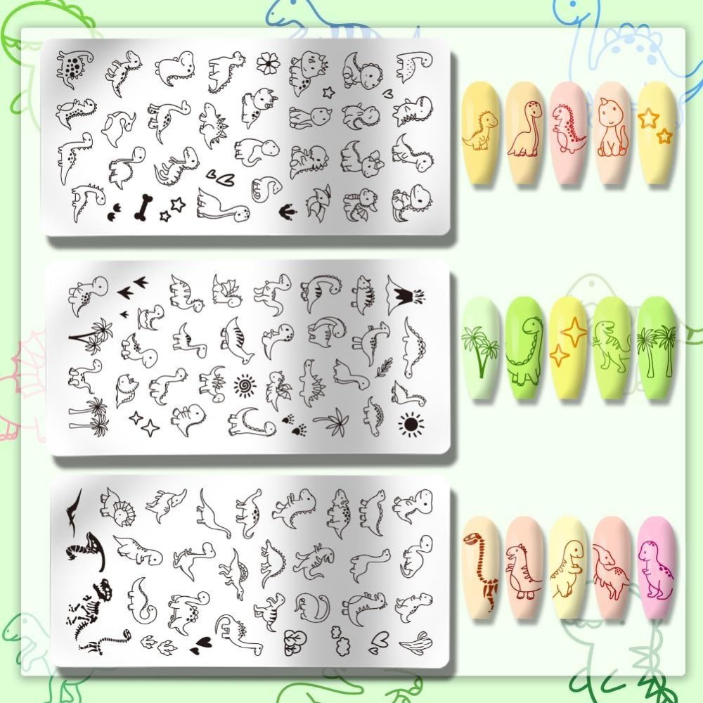 3 adet Dinozor Tırnak Baskı Pl - Nail Art Stamping Kit incelemesi ve fiyatı
